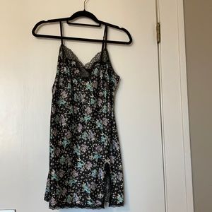 Victoria’s Secret black silky slip floral pattern